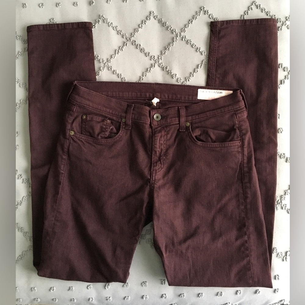 rag & bone jeans, aged burgundy, size 29